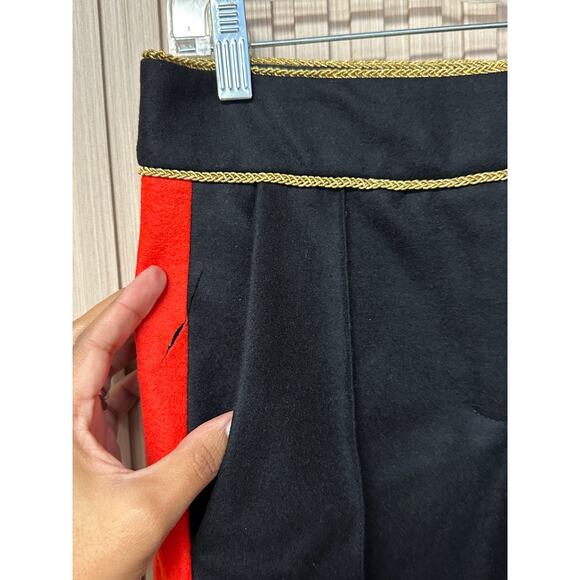 Paco Rabanne Military Pants Virgin Wool Black Red Trim Size US 2 / FR 34 - Picture 7 of 16